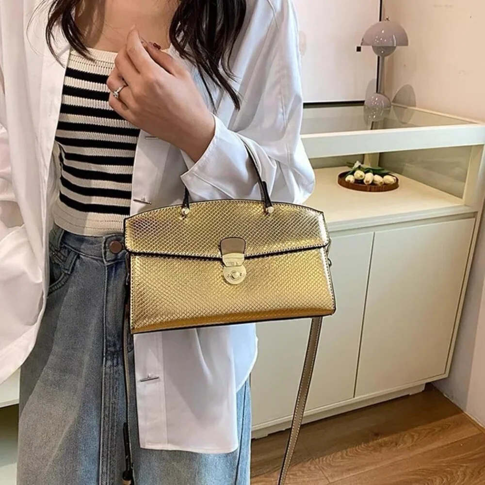 Women's Faux Leather Snake Pattern Evening Handbag Crossbody Clutch Tote
